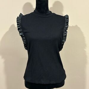 Sunday in Brooklyn Black Ruffle Tee/Tank